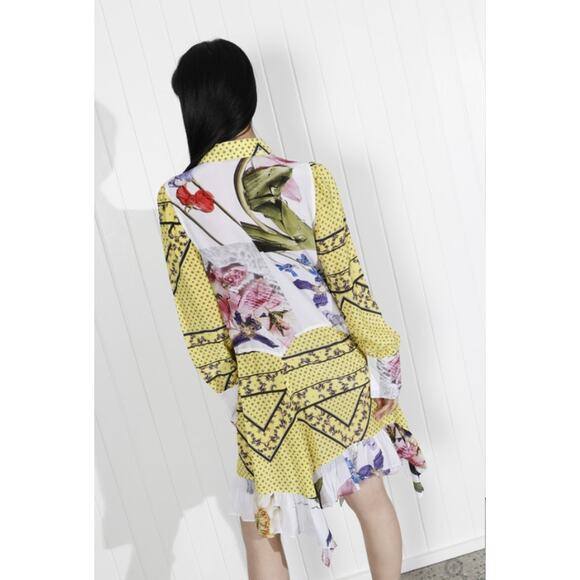 NEW GANNI Hemlock Silk Chiffon Floral Color Block Dress (SOLD OUT) - Size 38 - Picture 4 of 10